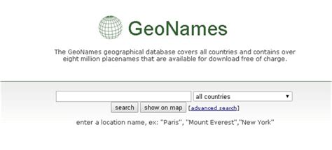 geonames|geonames website.